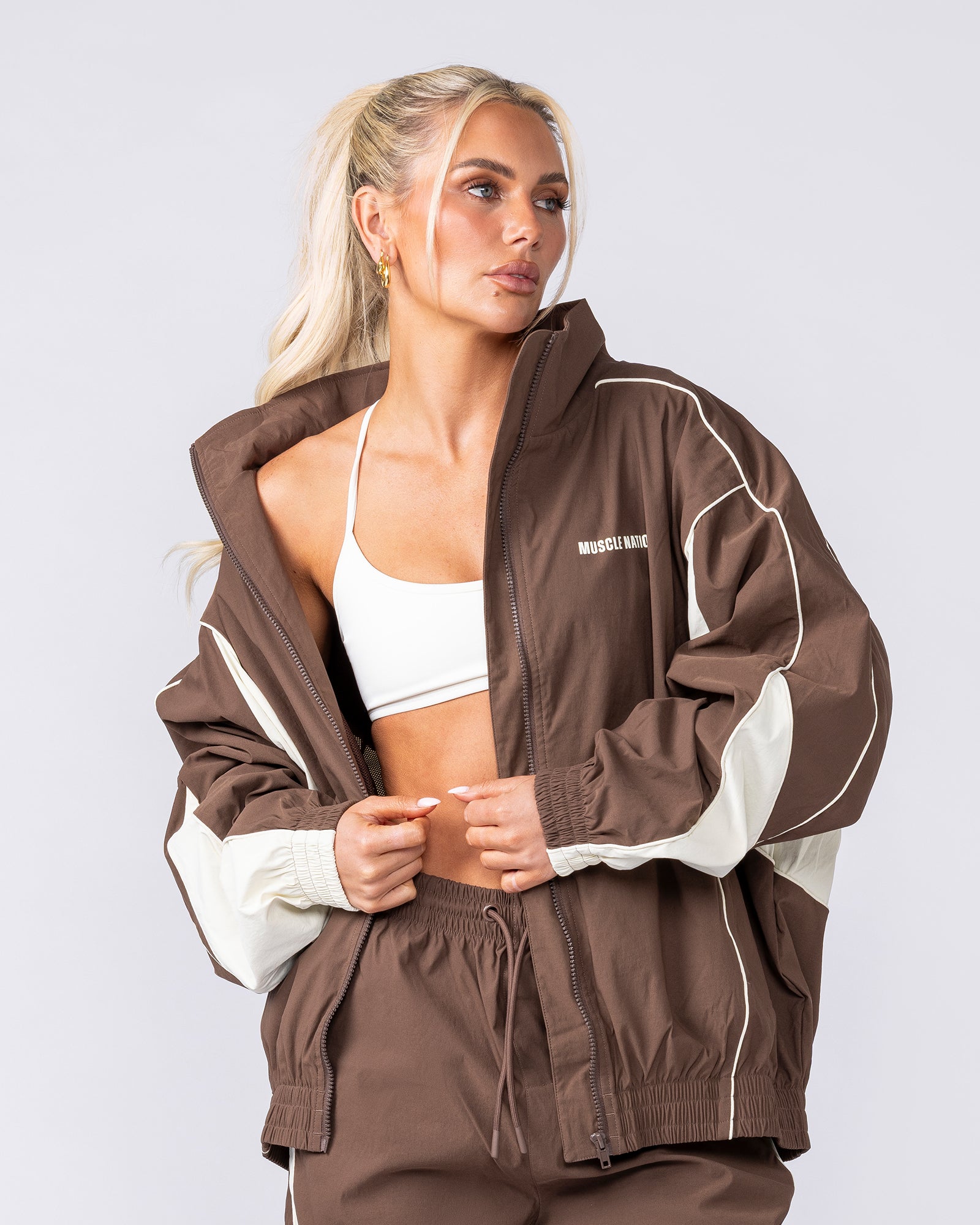 Muscle Nation Jackets Command Windbreaker Zip Through - Brown
