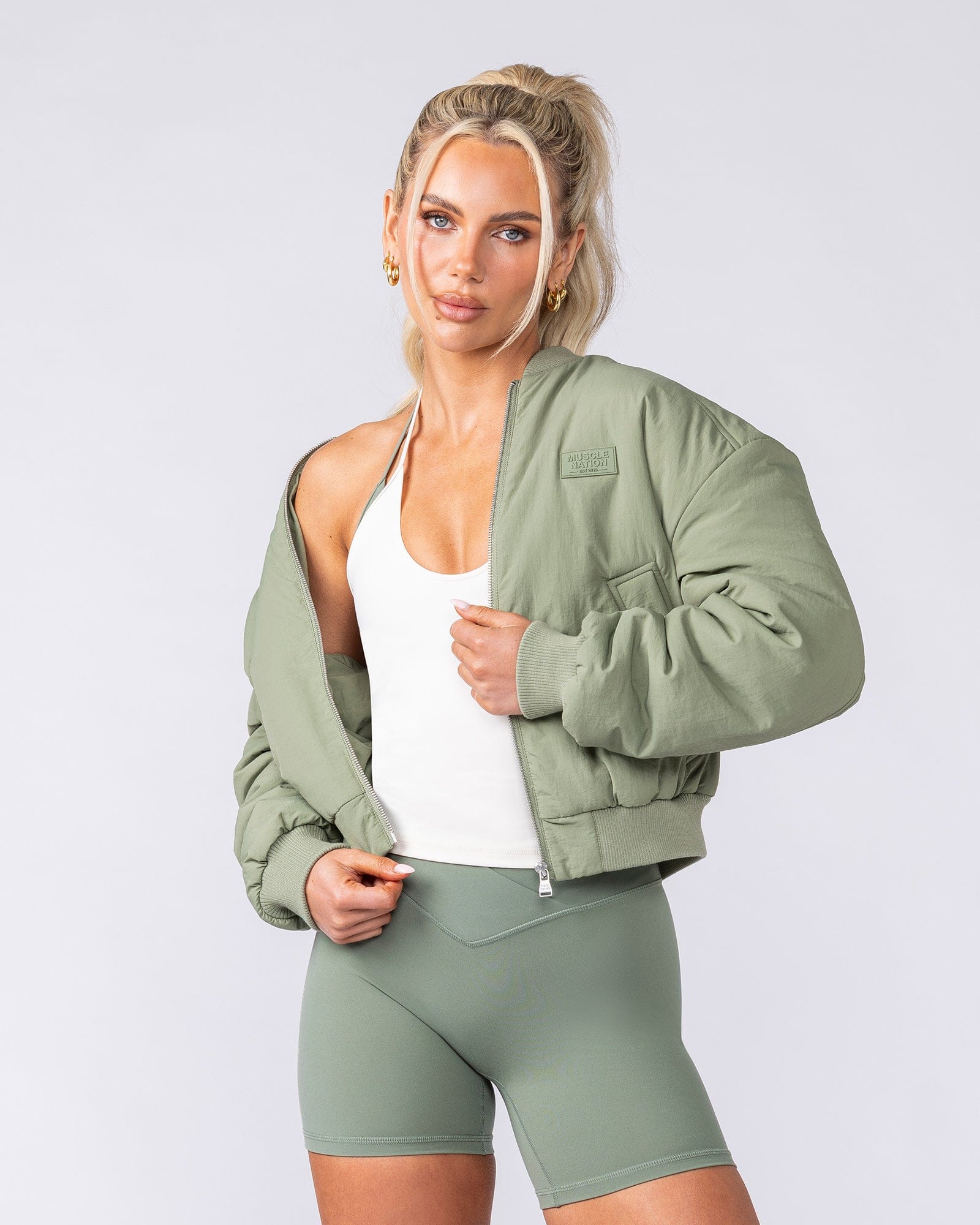Muscle Nation Jackets Pursuit Bomber Jacket - Muted Khaki