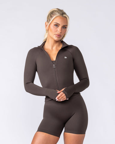 Muscle Nation Jackets Sculpt Seamless Cropped Jacket - Cocoa