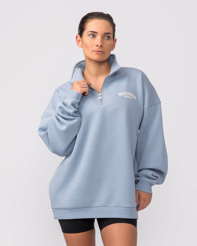 Muscle Nation Jumpers Classic Quarter Zip - Sky Blue