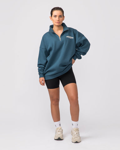 Muscle Nation Jumpers Classic Quarter Zip - Tidal Teal