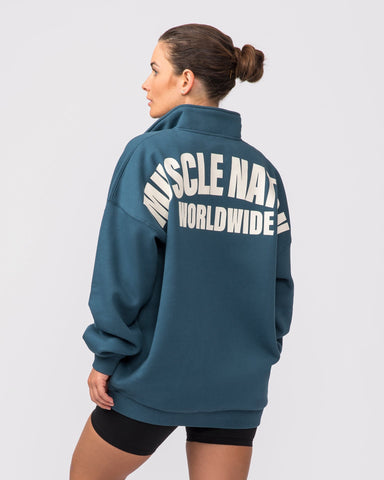 Muscle Nation Jumpers Classic Quarter Zip - Tidal Teal