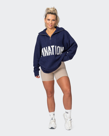 Muscle Nation Jumpers Heritage Oversized Knit - Navy