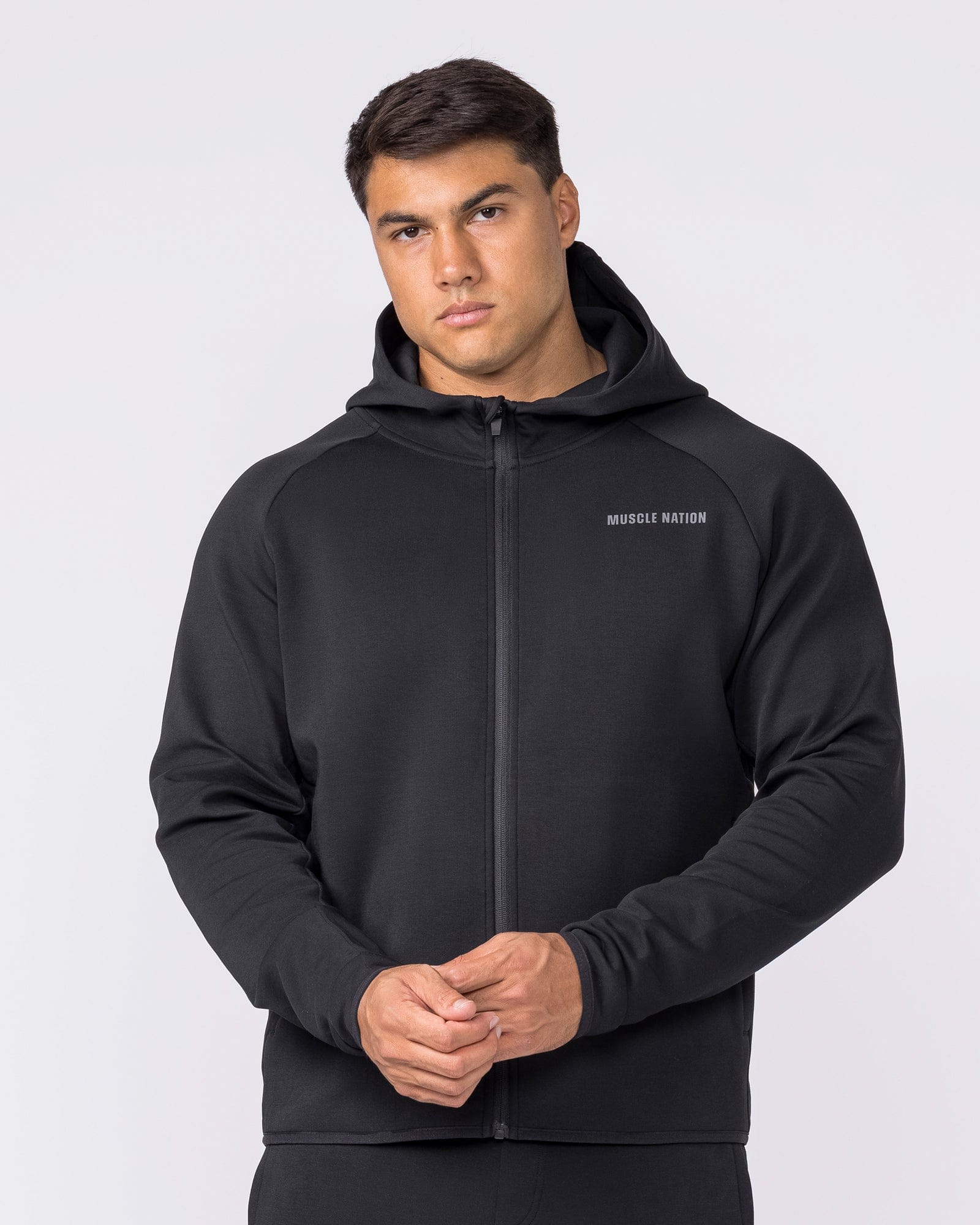 Muscle Nation Jumpers & Hoodies Essential Tech Zip Hoodie - Black