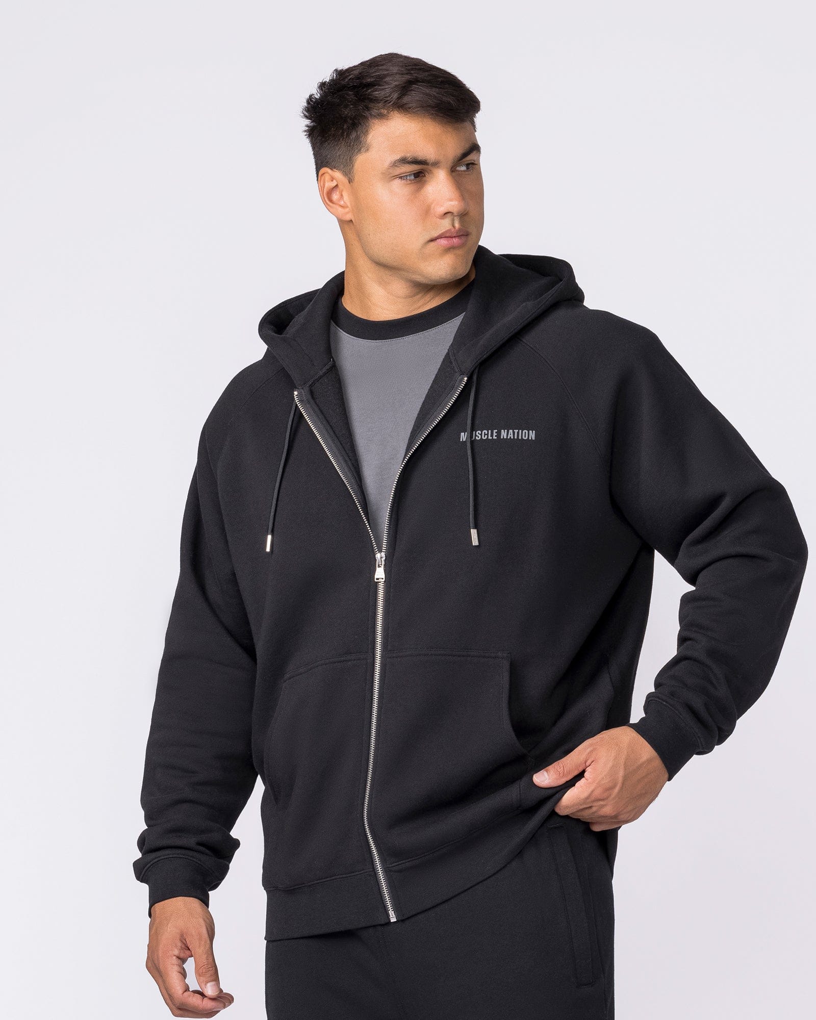 Muscle Nation Jumpers & Hoodies Essential Zip Hoodie - Black