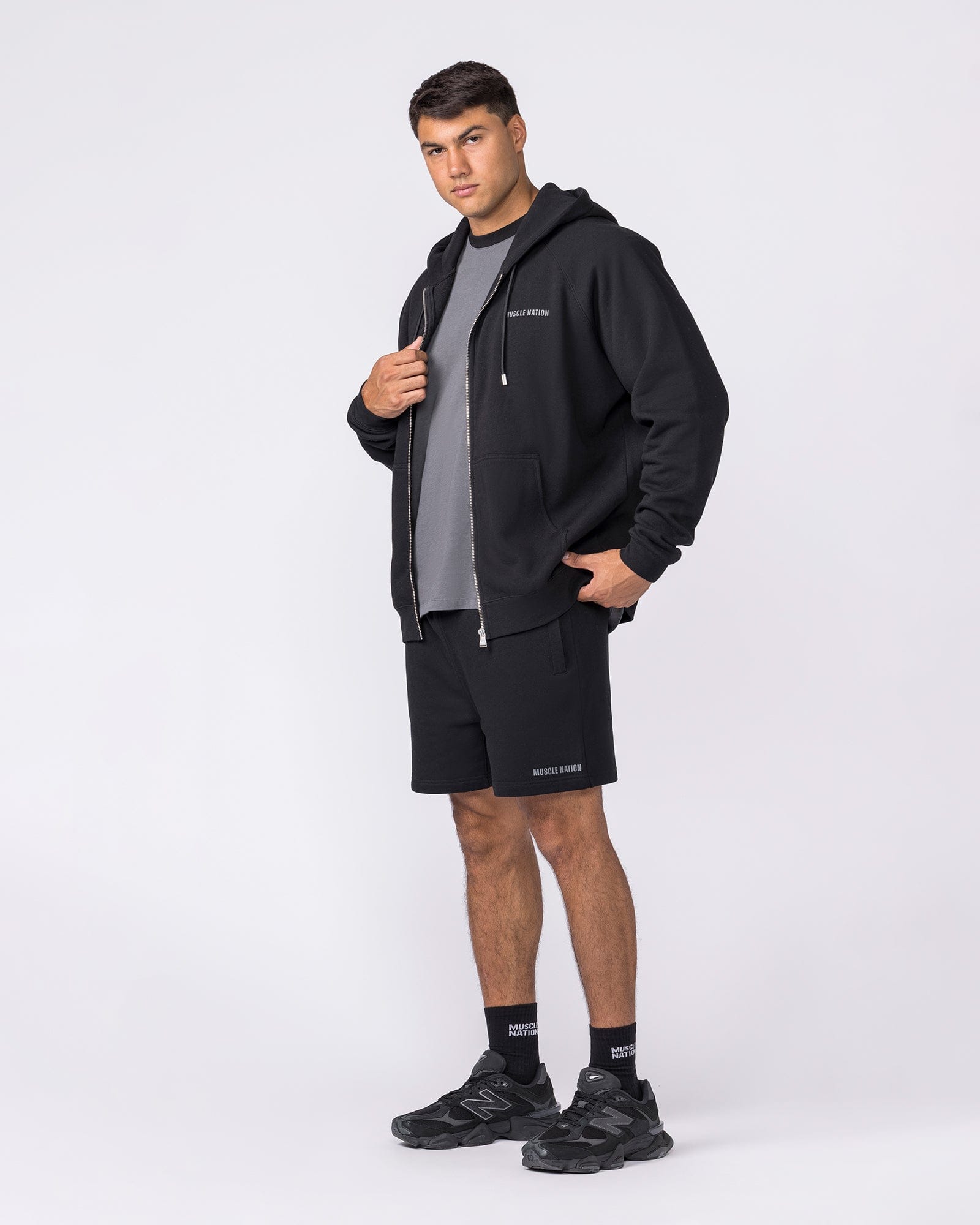 Muscle Nation Jumpers & Hoodies Essential Zip Hoodie - Black