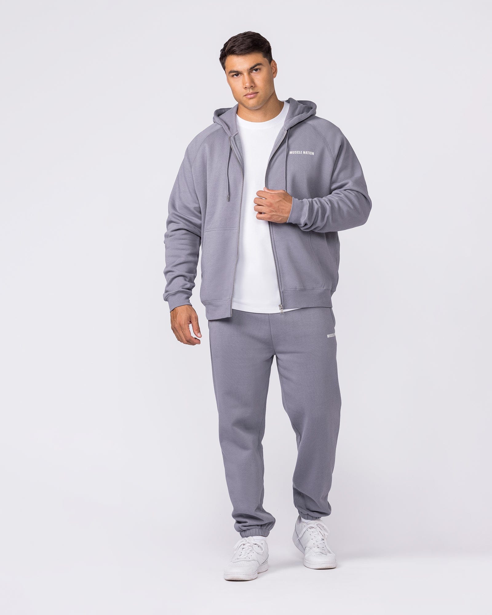 Muscle Nation Jumpers & Hoodies Essential Zip Hoodie - Cement