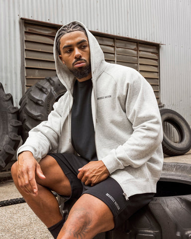 Muscle Nation Jumpers & Hoodies Essential Zip Hoodie - Grey Marl