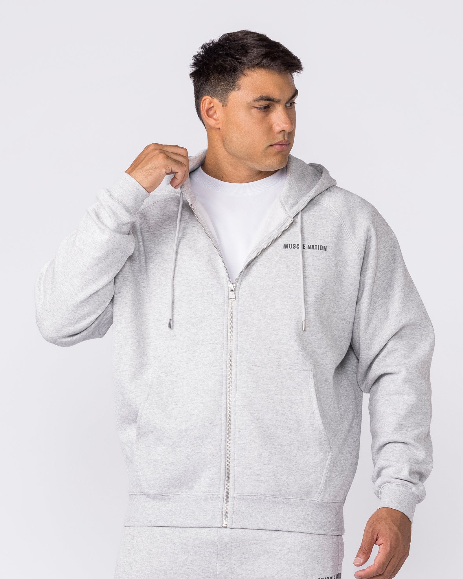 Muscle Nation Jumpers & Hoodies Essential Zip Hoodie - Grey Marl