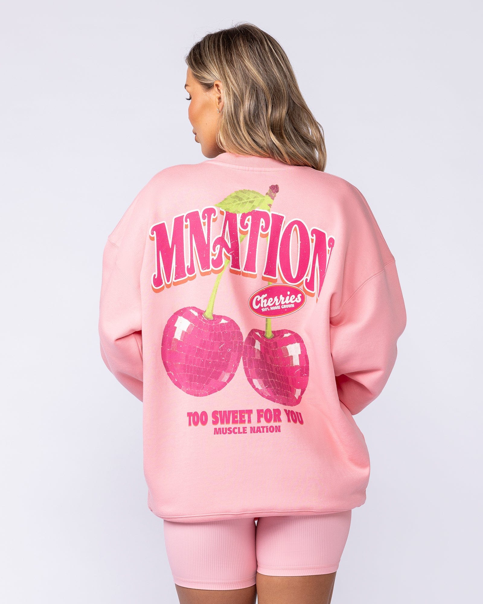 Muscle Nation Jumpers & Hoodies Fresh And Juicy Oversized Pullover - Petal Pink