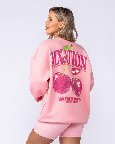 Muscle Nation Jumpers & Hoodies Fresh And Juicy Oversized Pullover - Petal Pink