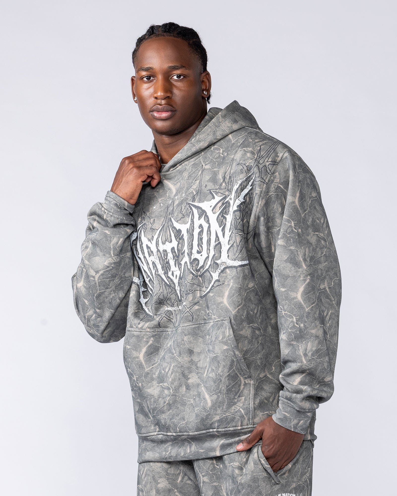 Muscle Nation Jumpers & Hoodies Gothic Oversized Hoodie - Washed Tree Camo