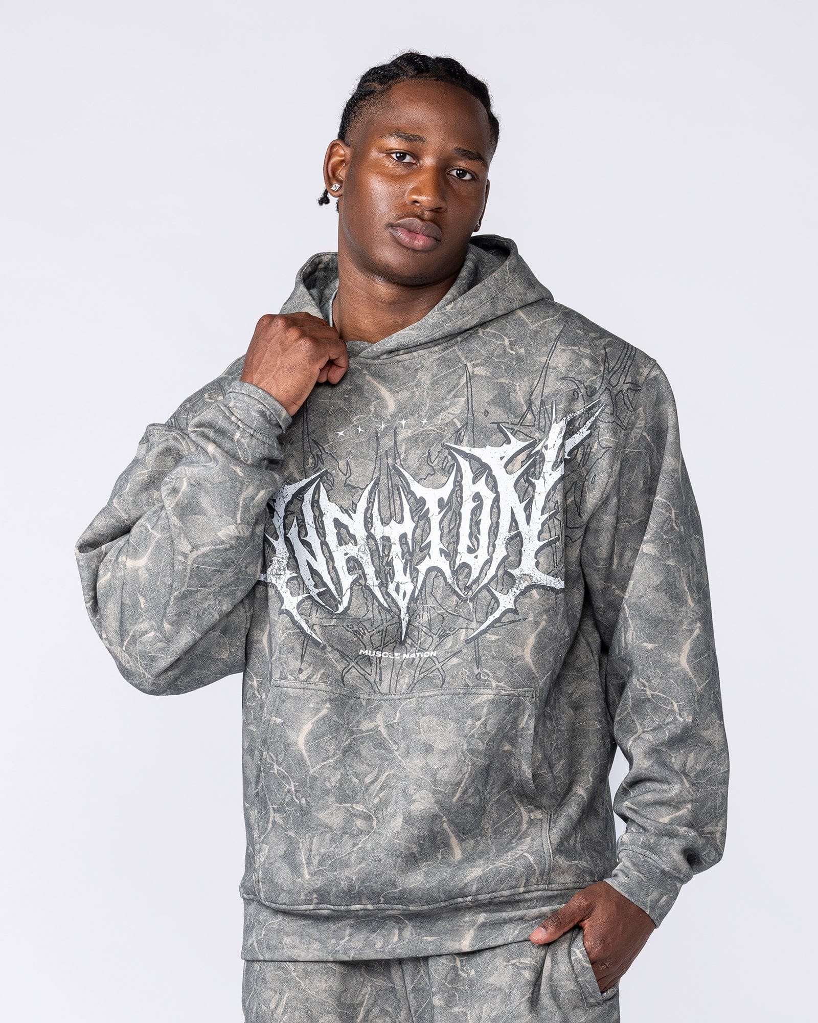 Muscle Nation Jumpers & Hoodies Gothic Oversized Hoodie - Washed Tree Camo