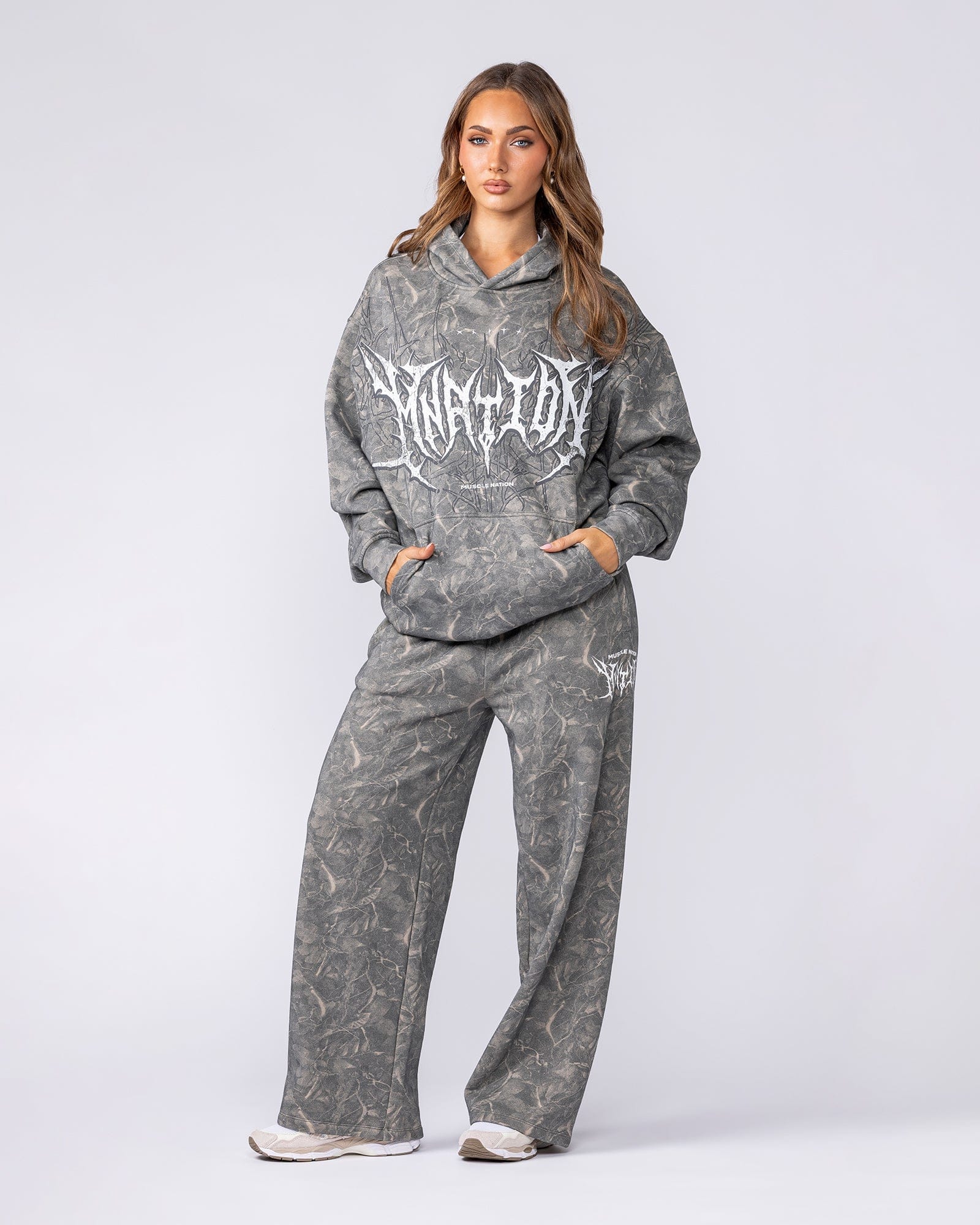 Muscle Nation Jumpers & Hoodies Gothic Oversized Hoodie - Washed Tree Camo