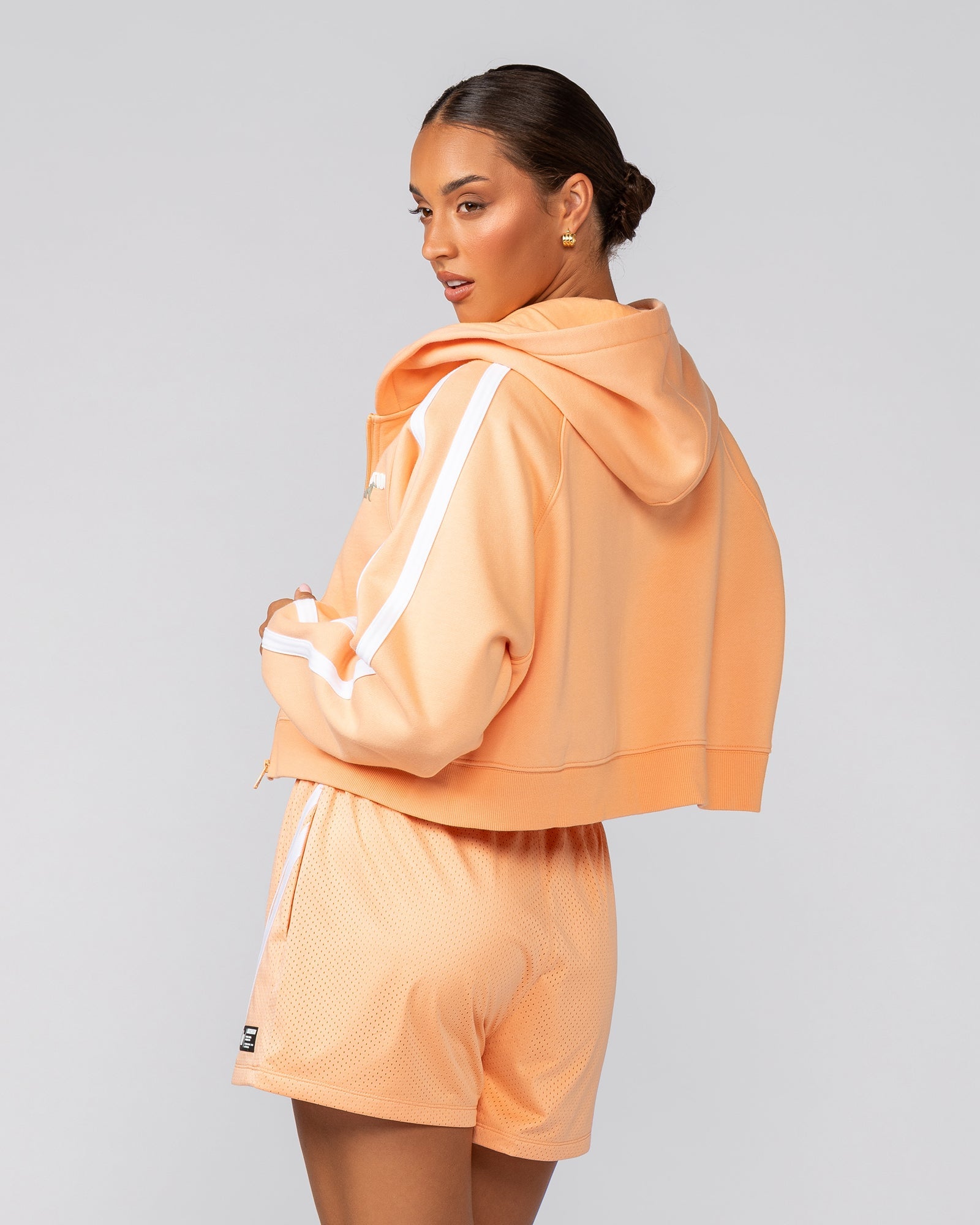 Muscle Nation Jumpers & Hoodies Recoup Cropped Zip Up Hoodie - Melon