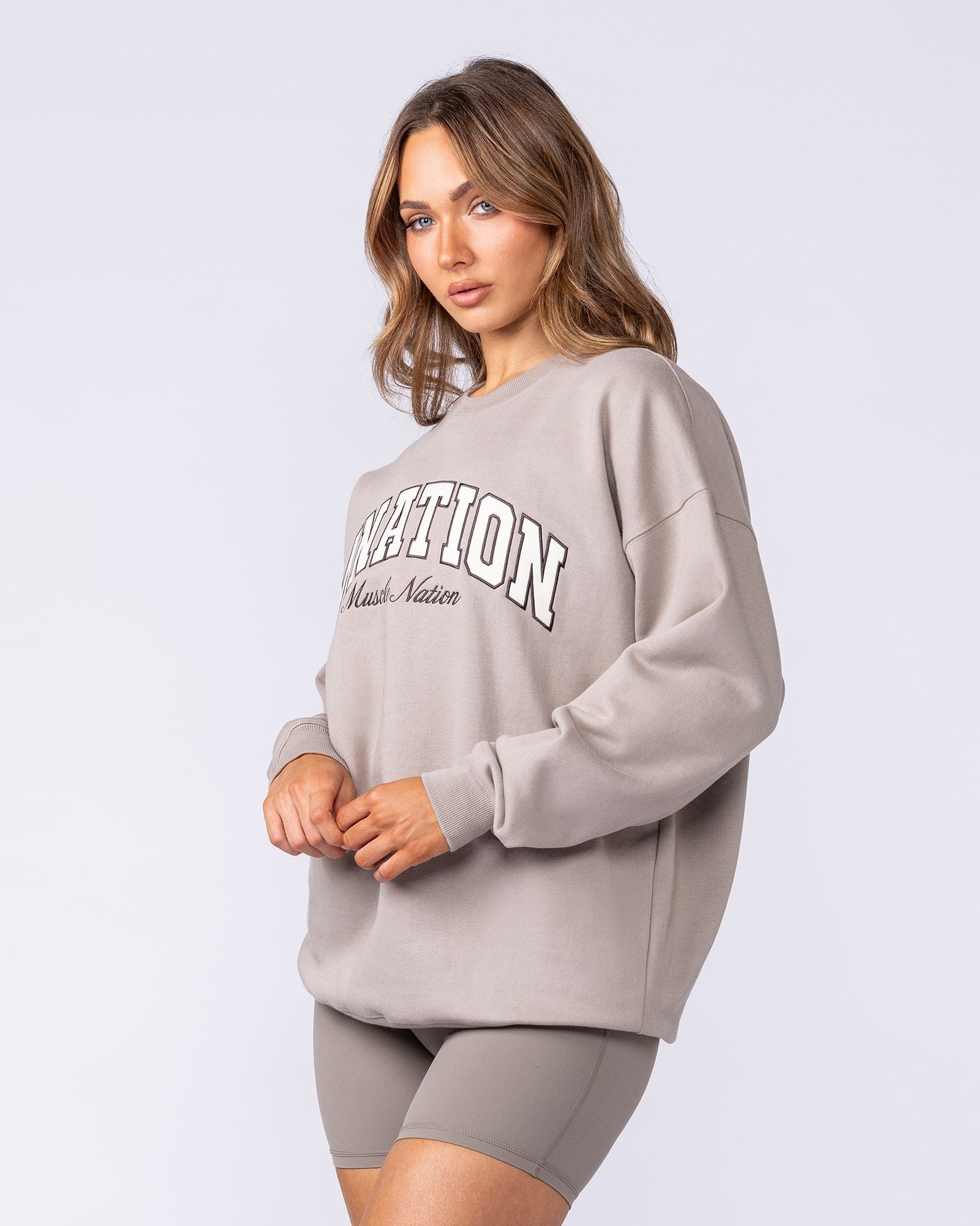 Muscle Nation Jumpers & Hoodies Studio Oversized Pullover - Oat