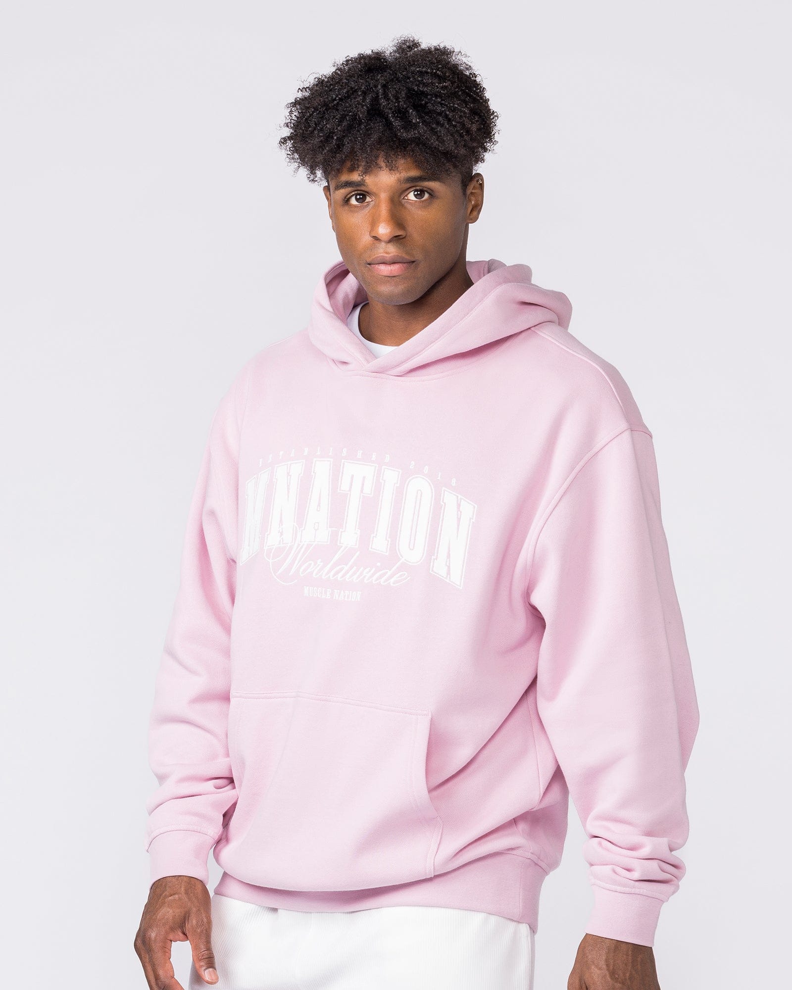 Muscle Nation Jumpers & Hoodies Worldclass Oversized Hoodie - Washed Powder Pink