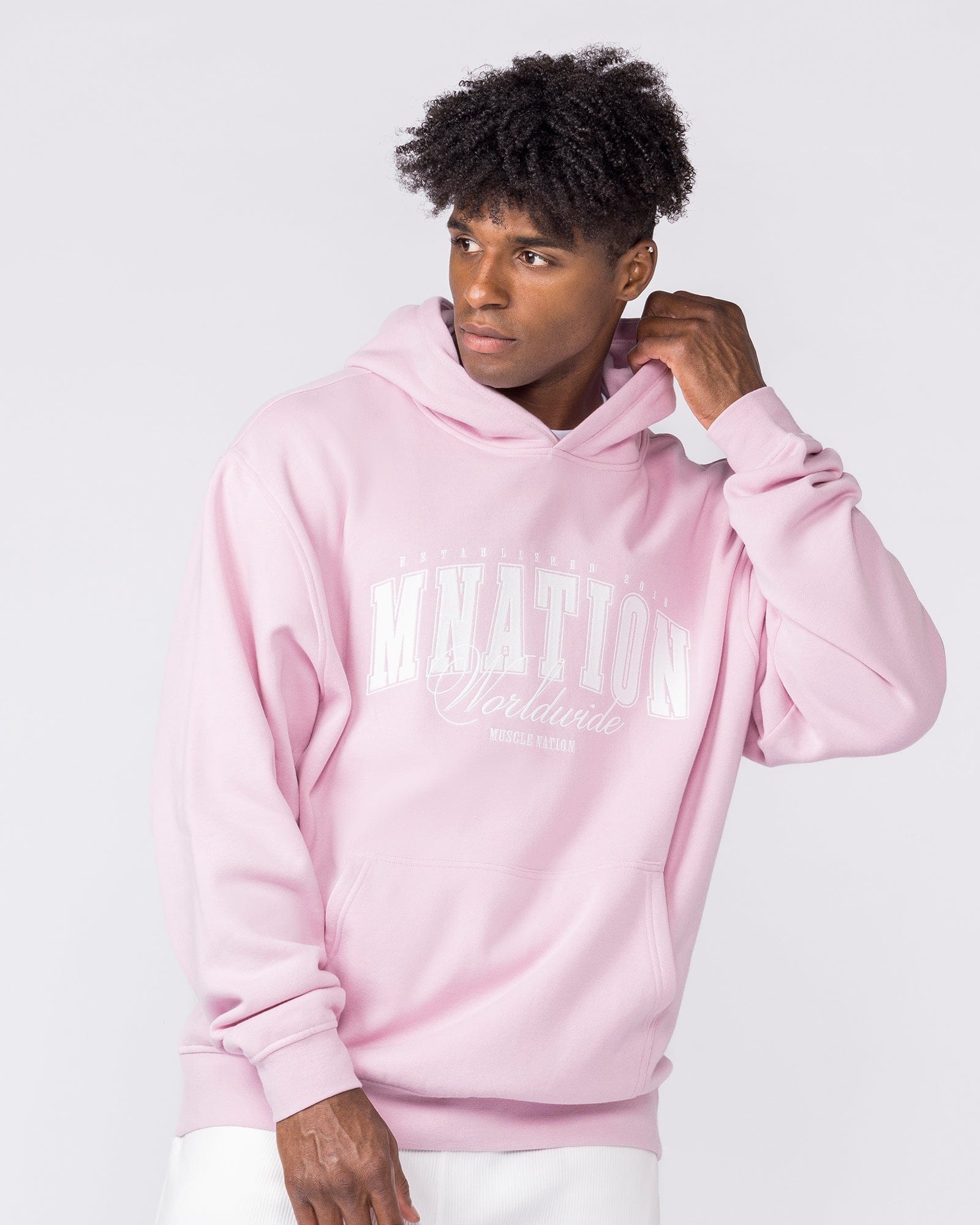 Muscle Nation Jumpers & Hoodies Worldclass Oversized Hoodie - Washed Powder Pink