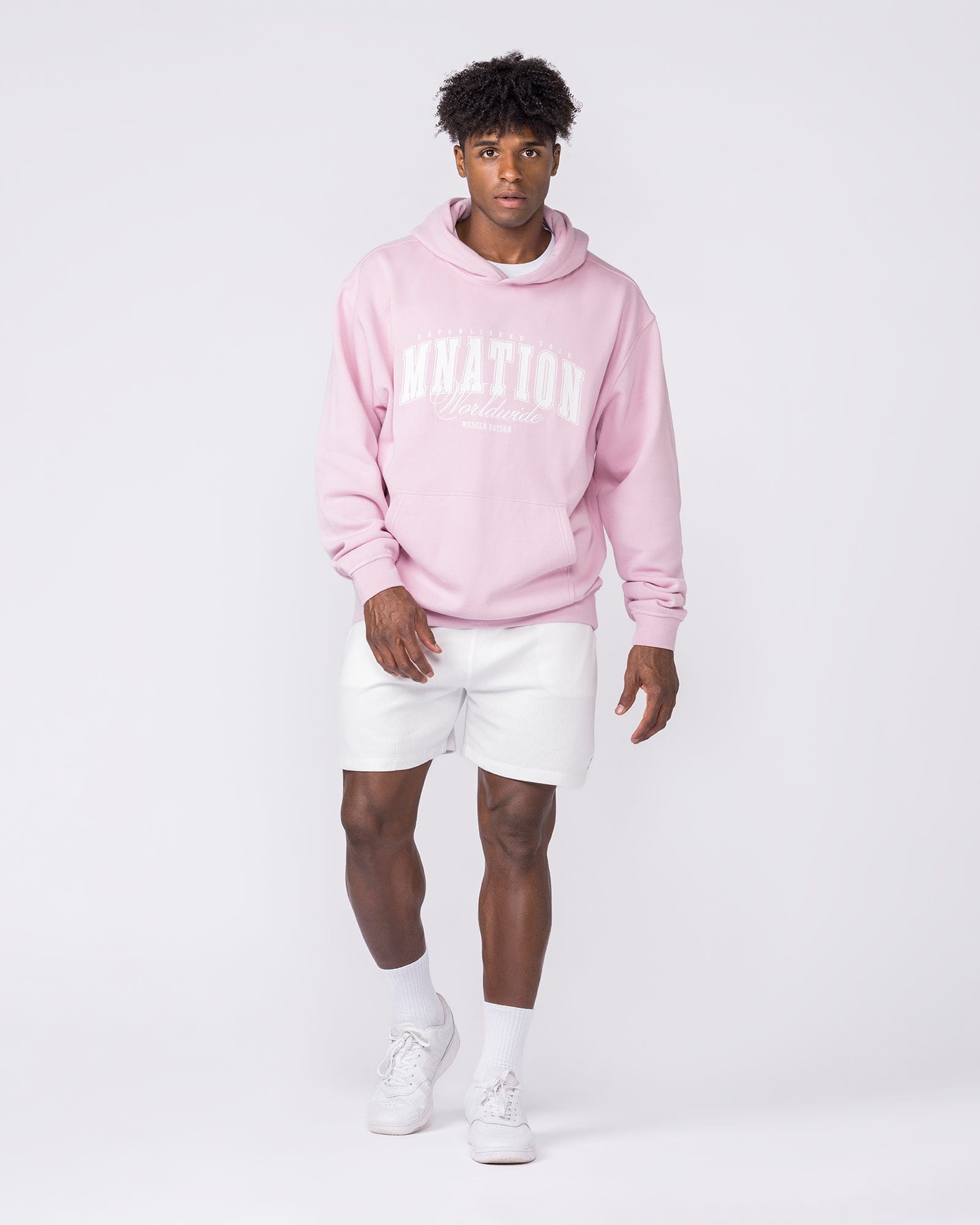 Muscle Nation Jumpers & Hoodies Worldclass Oversized Hoodie - Washed Powder Pink
