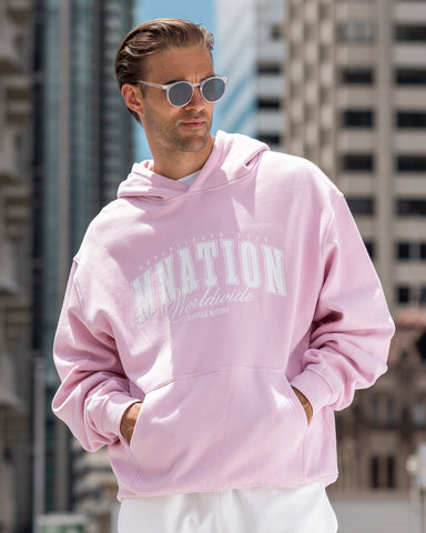 Muscle Nation Jumpers & Hoodies Worldclass Oversized Hoodie - Washed Powder Pink