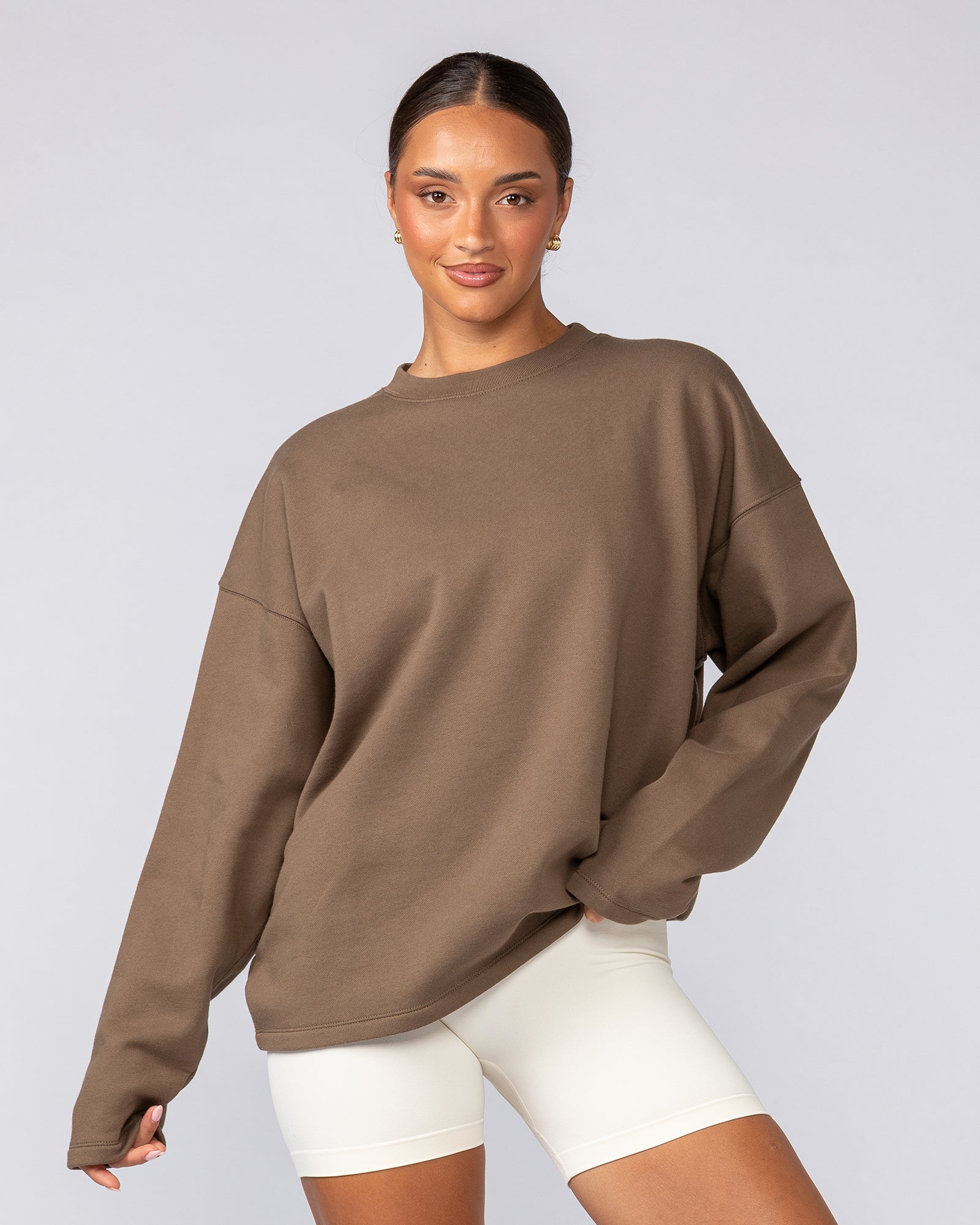 Muscle Nation Jumpers Lee Lem Crew Pullover - Washed Hazelnut