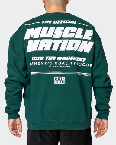 Muscle Nation Jumpers Mens Reset Crew Pullover - Sporting Green
