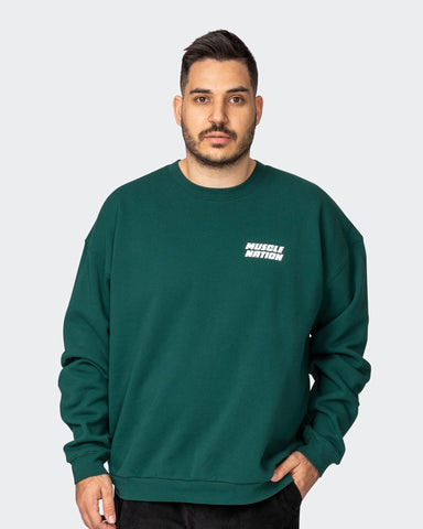 Muscle Nation Jumpers Mens Reset Crew Pullover - Sporting Green