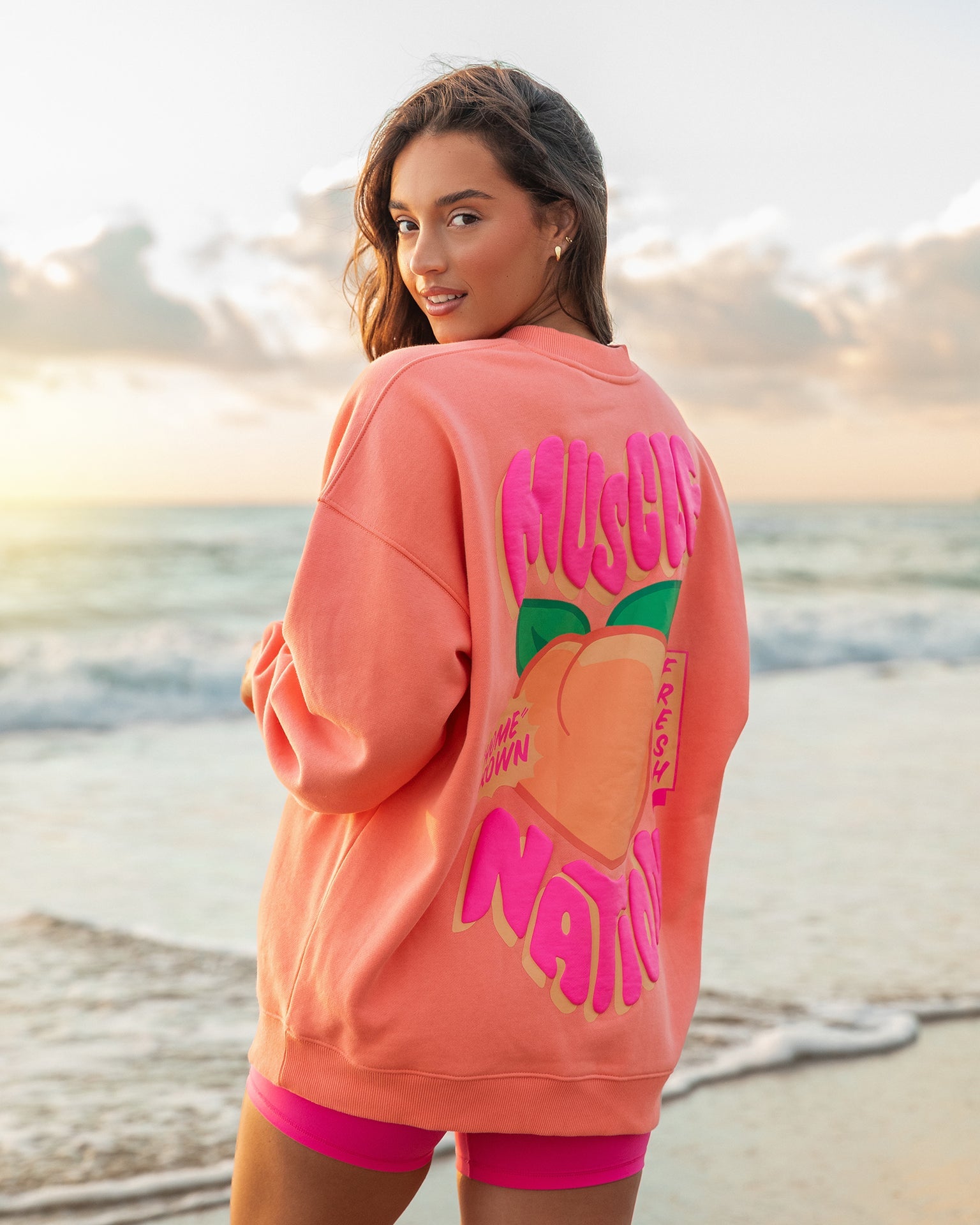 Muscle Nation Jumpers Peachy Oversized Pullover - Peachy