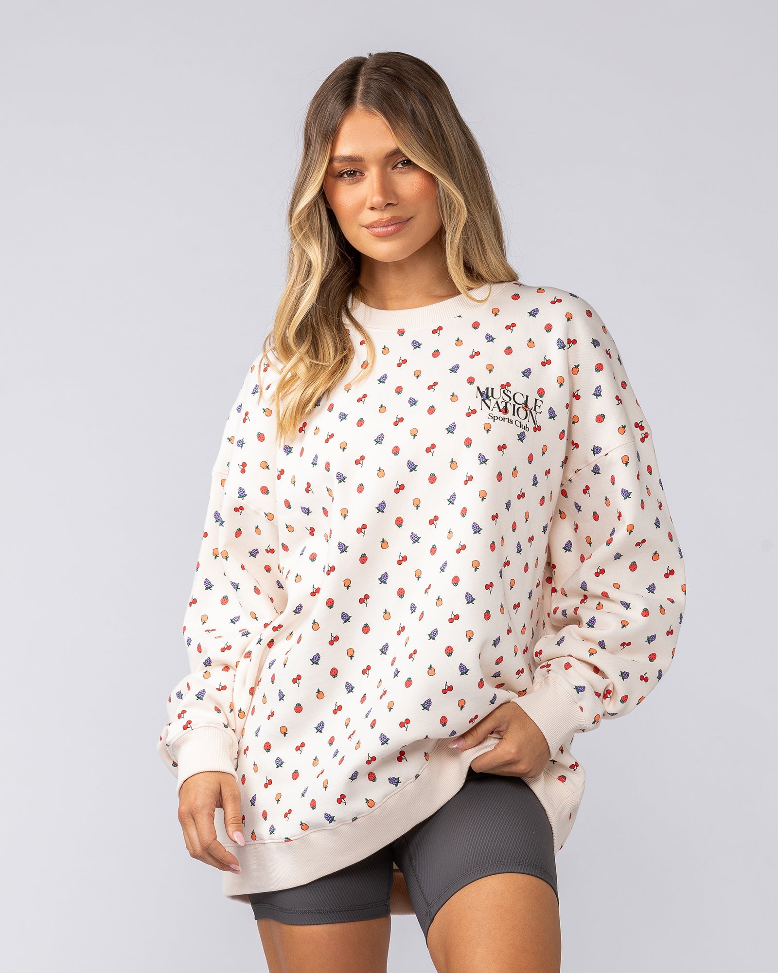 Muscle Nation Jumpers Smoothie Oversized Pullover - Smoothie Print