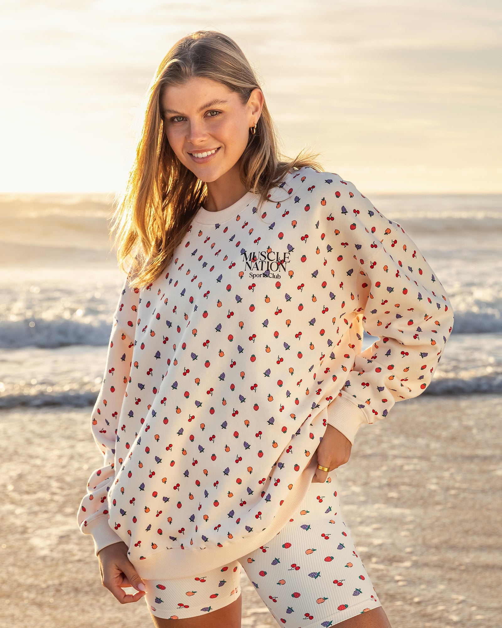 Muscle Nation Jumpers Smoothie Oversized Pullover - Smoothie Print