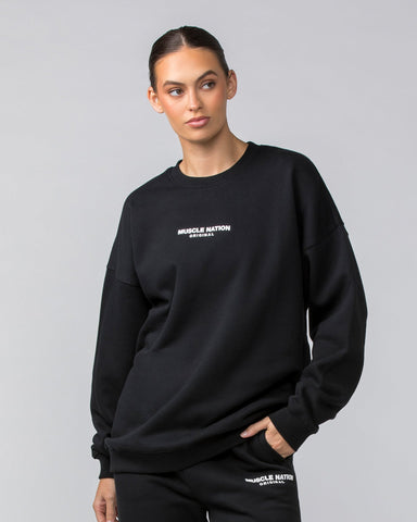 Muscle Nation Jumpers Weekend Oversized Pullover - Black