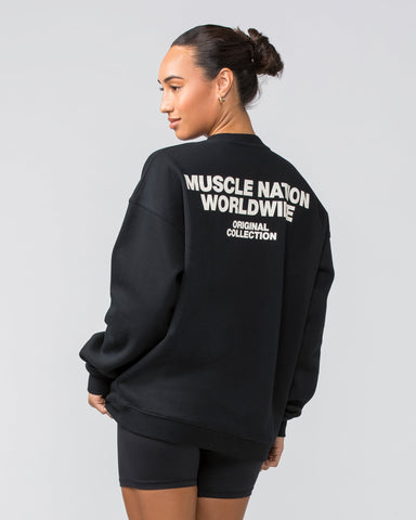 Muscle Nation Jumpers Worldwide Crew Pullover - Black