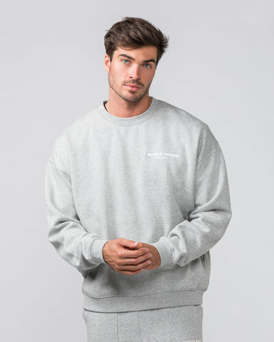 Muscle Nation Jumpers Worldwide Crew Pullover - Grey Marl