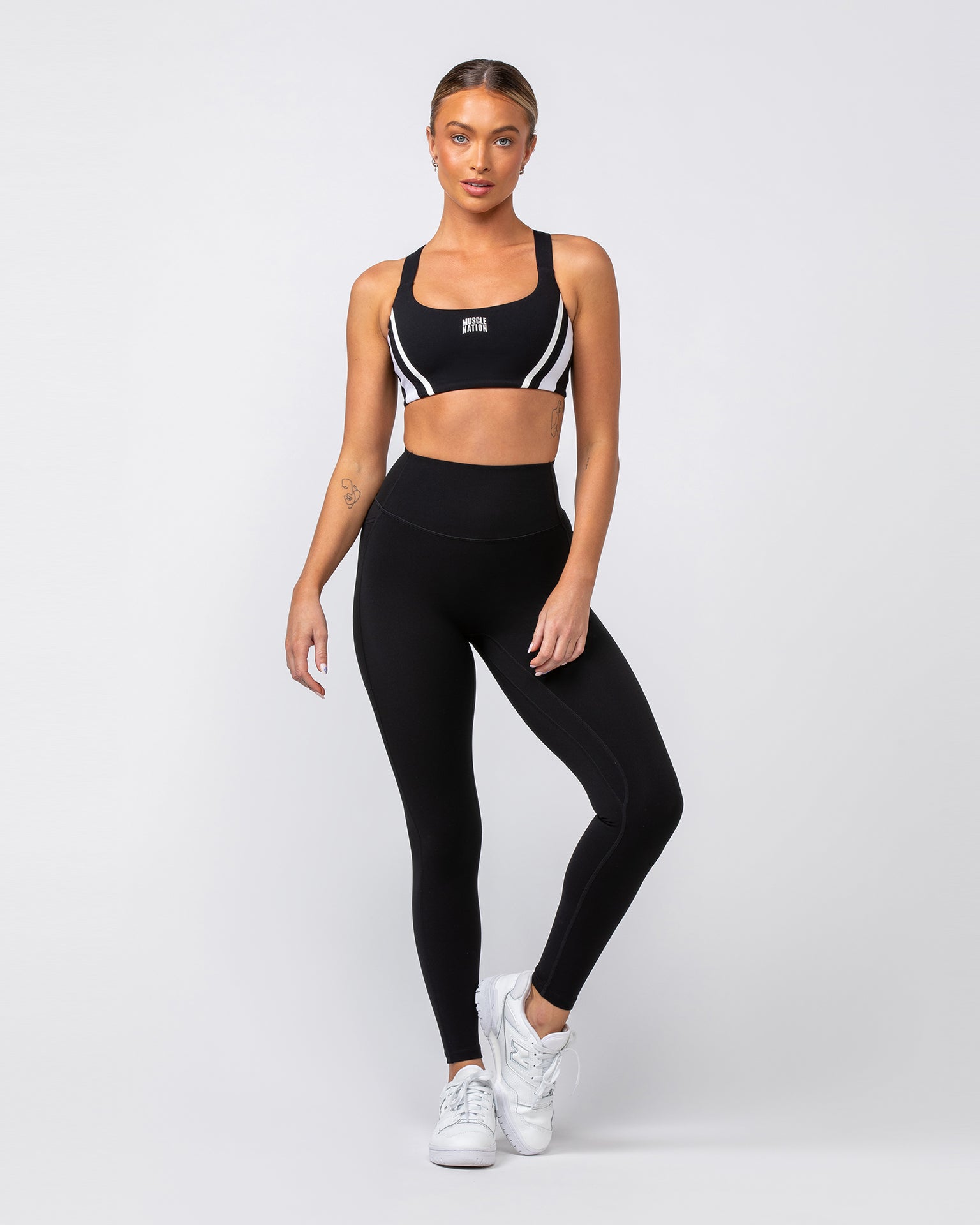 Muscle Nation Leggings Agility Aura Pocket Ankle Length Leggings - Black