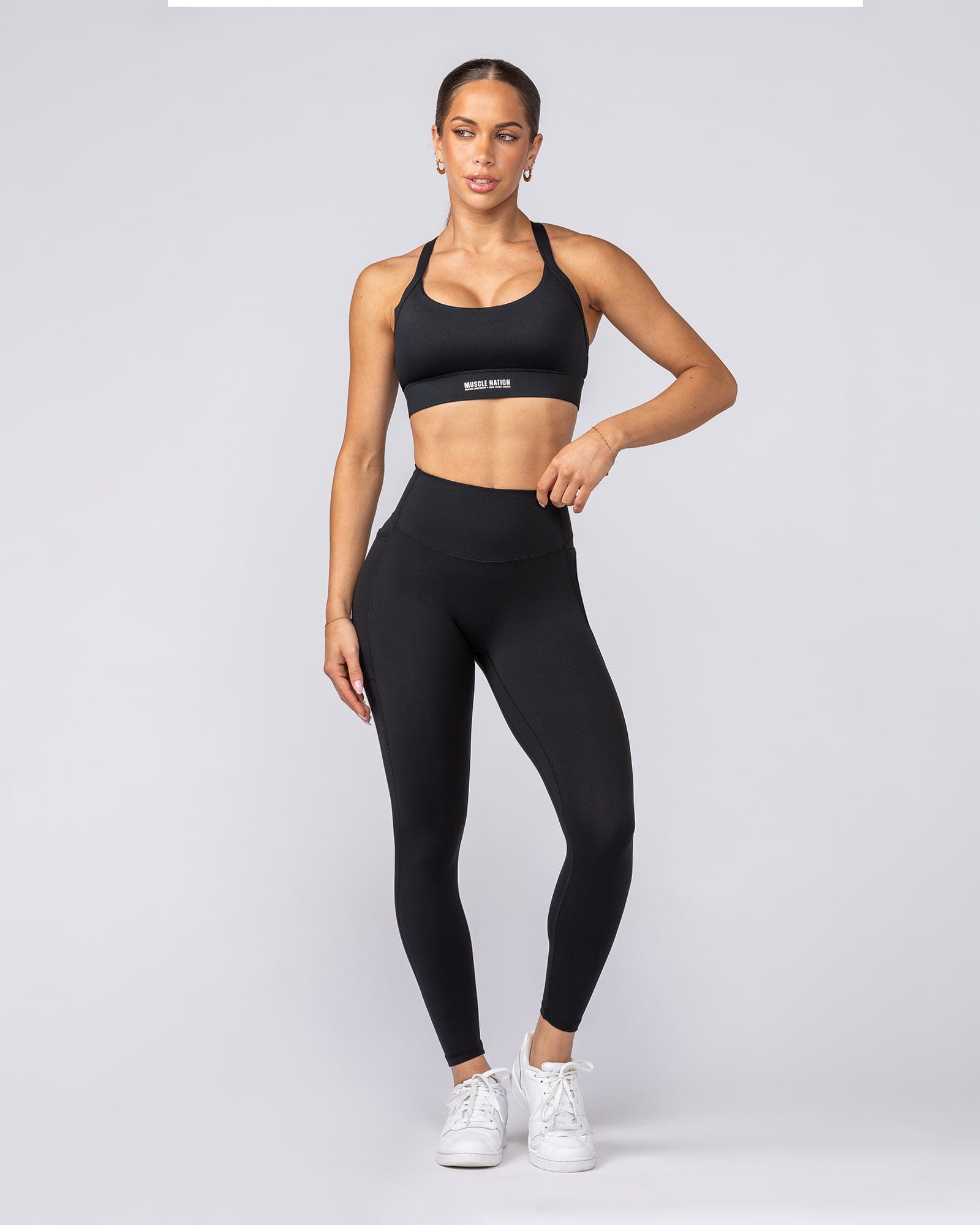 Muscle Nation Leggings Agility Aura Pocket Ankle Length Leggings - Black