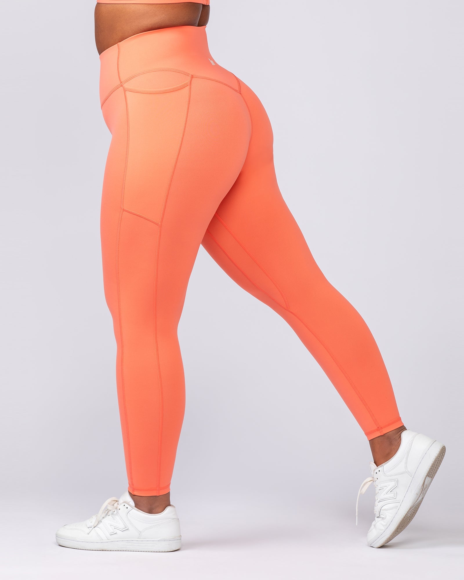 Muscle Nation Leggings Agility Pocket Ankle Length Leggings - Hot Coral