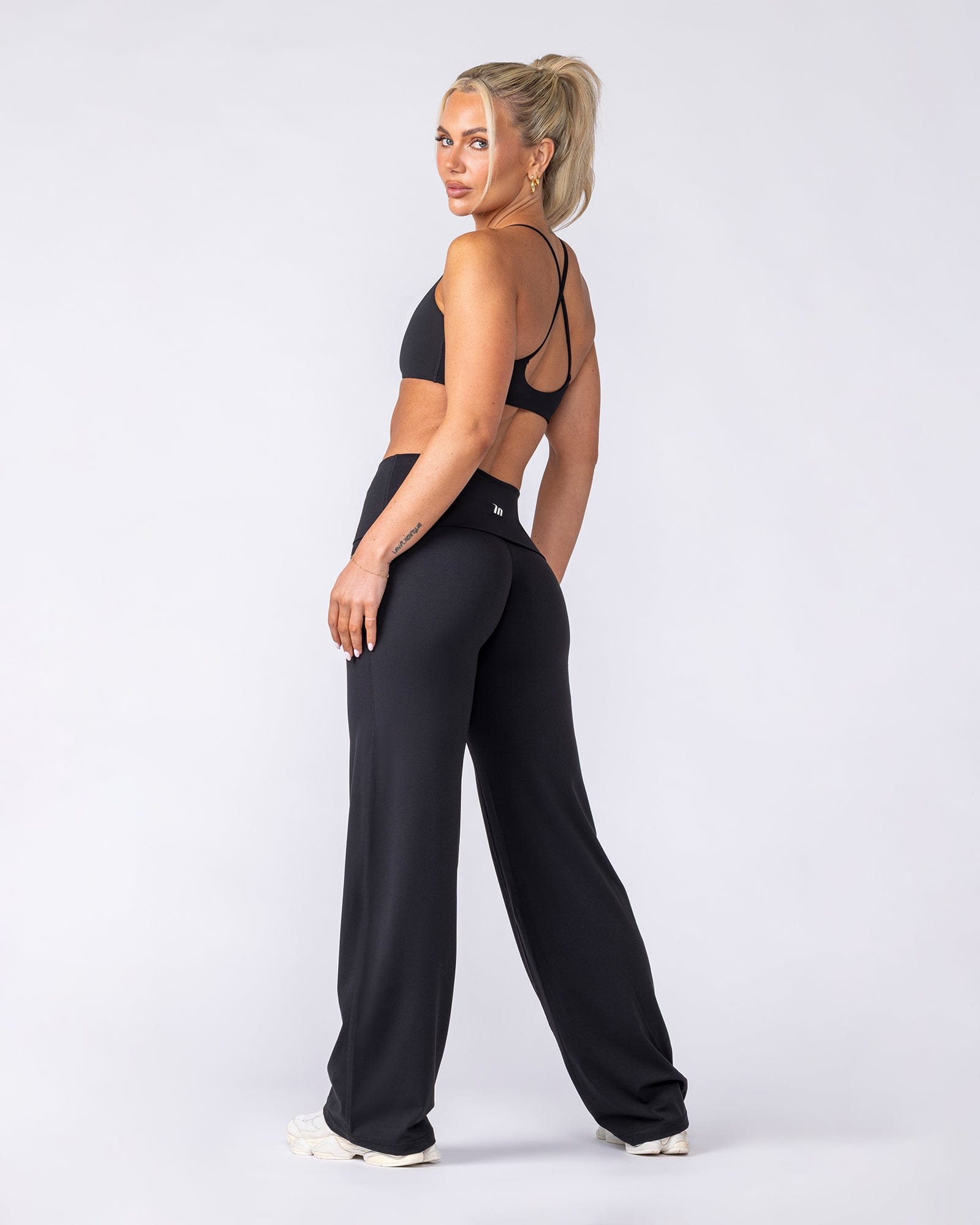 Muscle Nation Leggings Aura Fold Over Straight Leg Leggings Regular - Black
