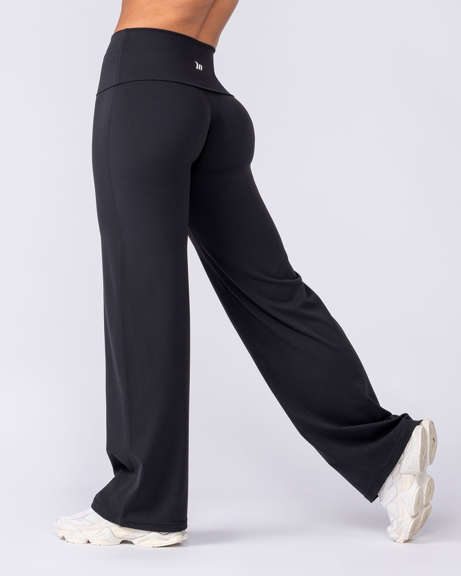Muscle Nation Leggings Aura Fold Over Straight Leg Leggings Regular - Black