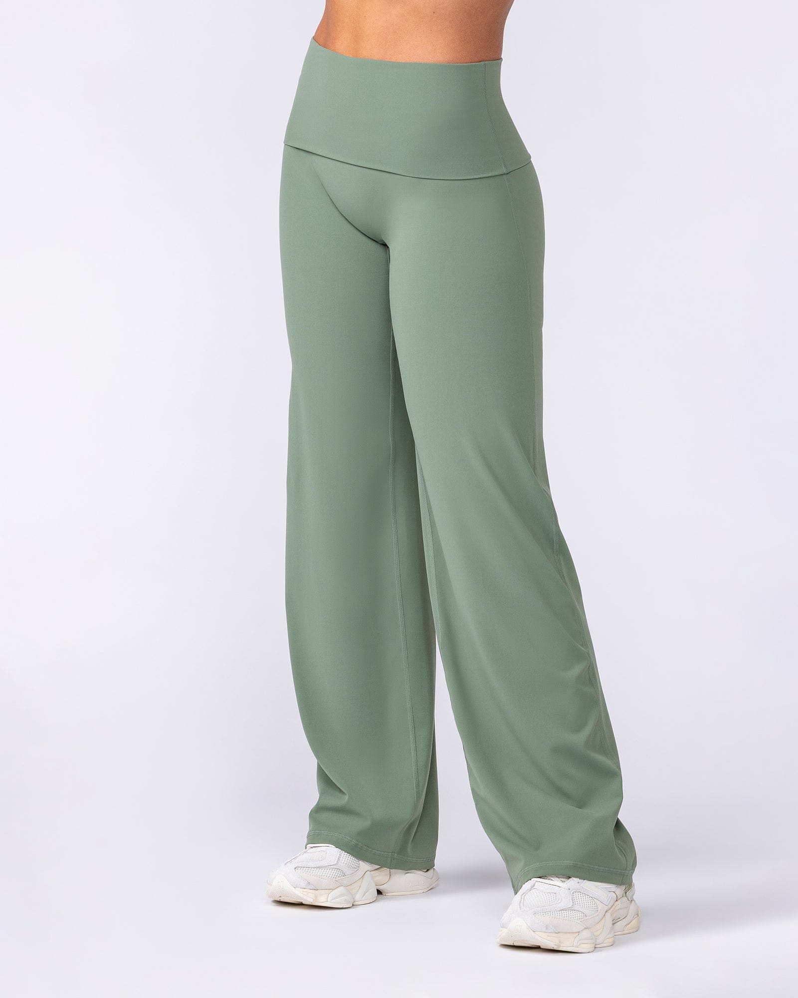 Muscle Nation Leggings Aura Fold Over Straight Leg Leggings Regular - Muted Khaki