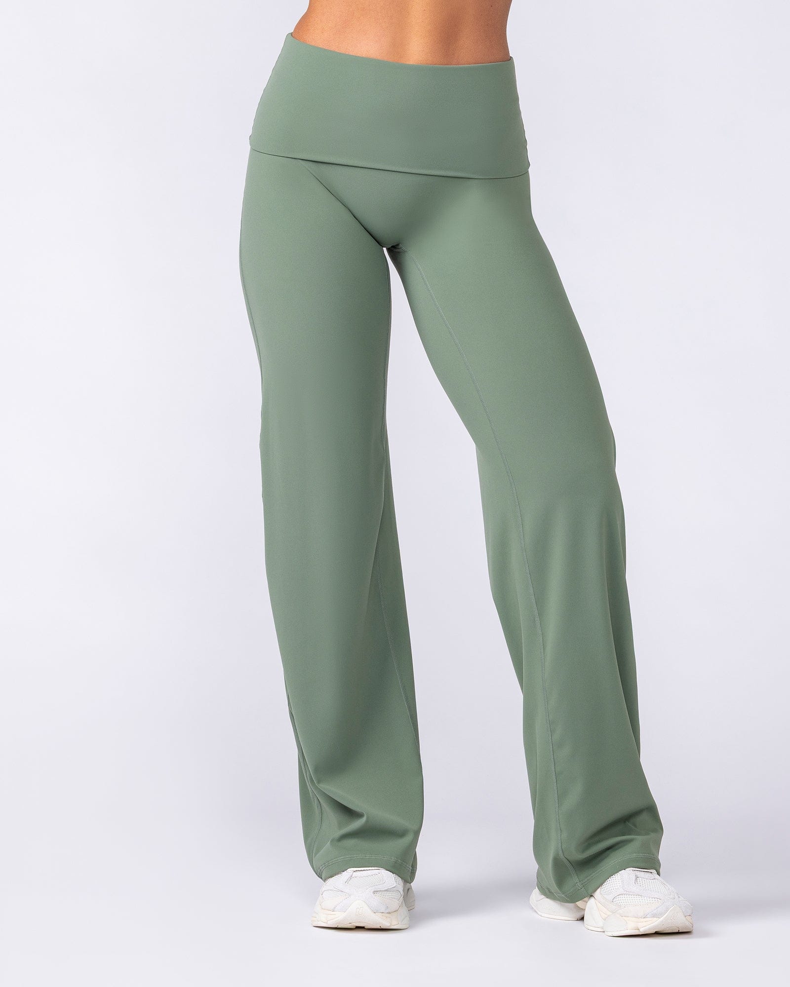 Muscle Nation Leggings Aura Fold Over Straight Leg Leggings Regular - Muted Khaki