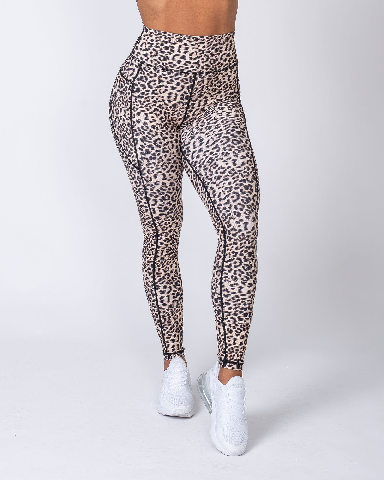 Muscle Nation Leggings Full Length Pocket Leggings - Yellow Leopard