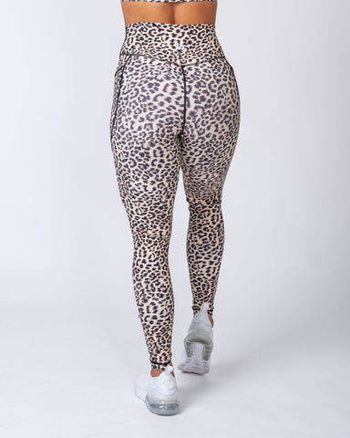 Muscle Nation Leggings Full Length Pocket Leggings - Yellow Leopard