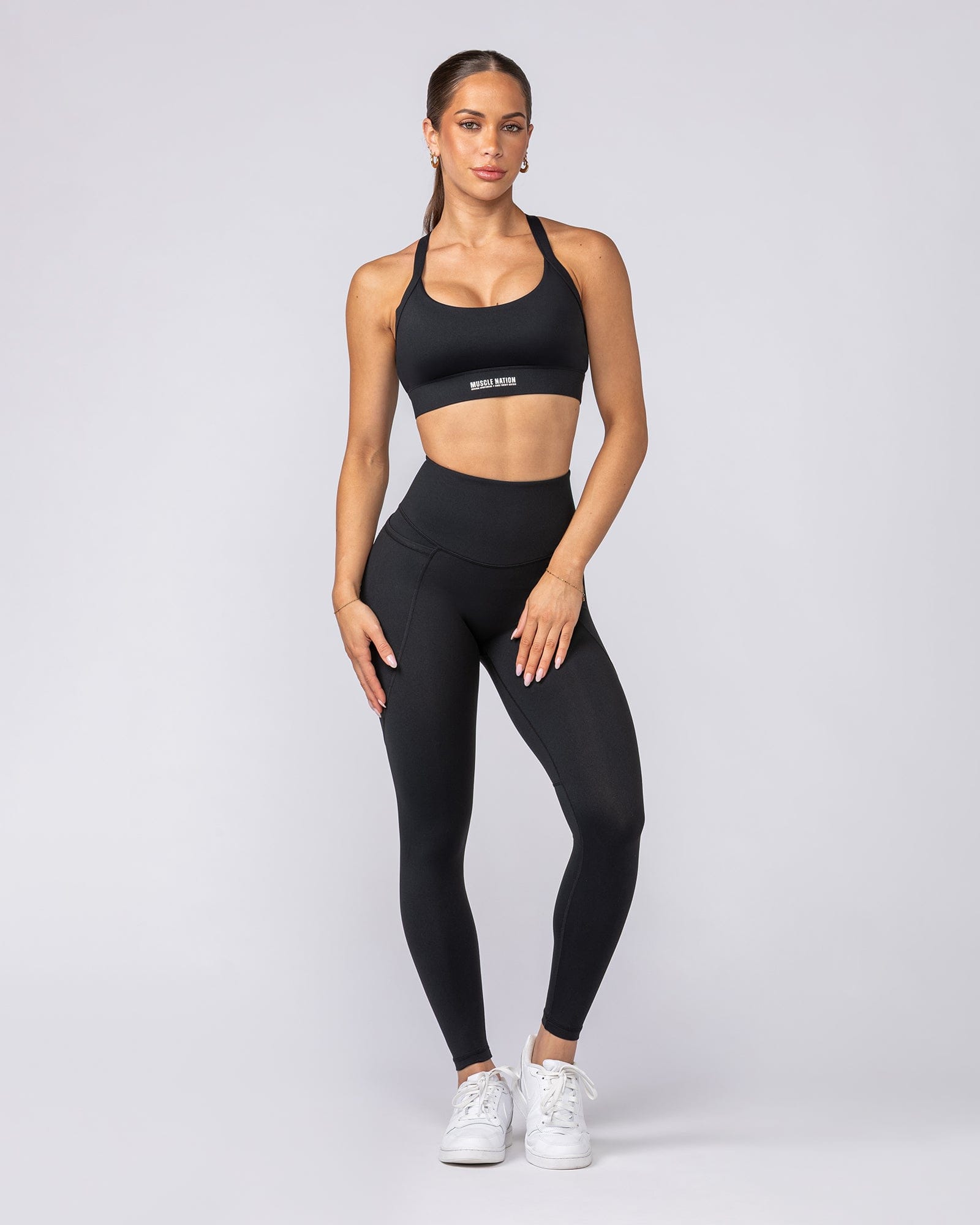 Muscle Nation Leggings Signature Boost Pocket Ankle Length Leggings - Black