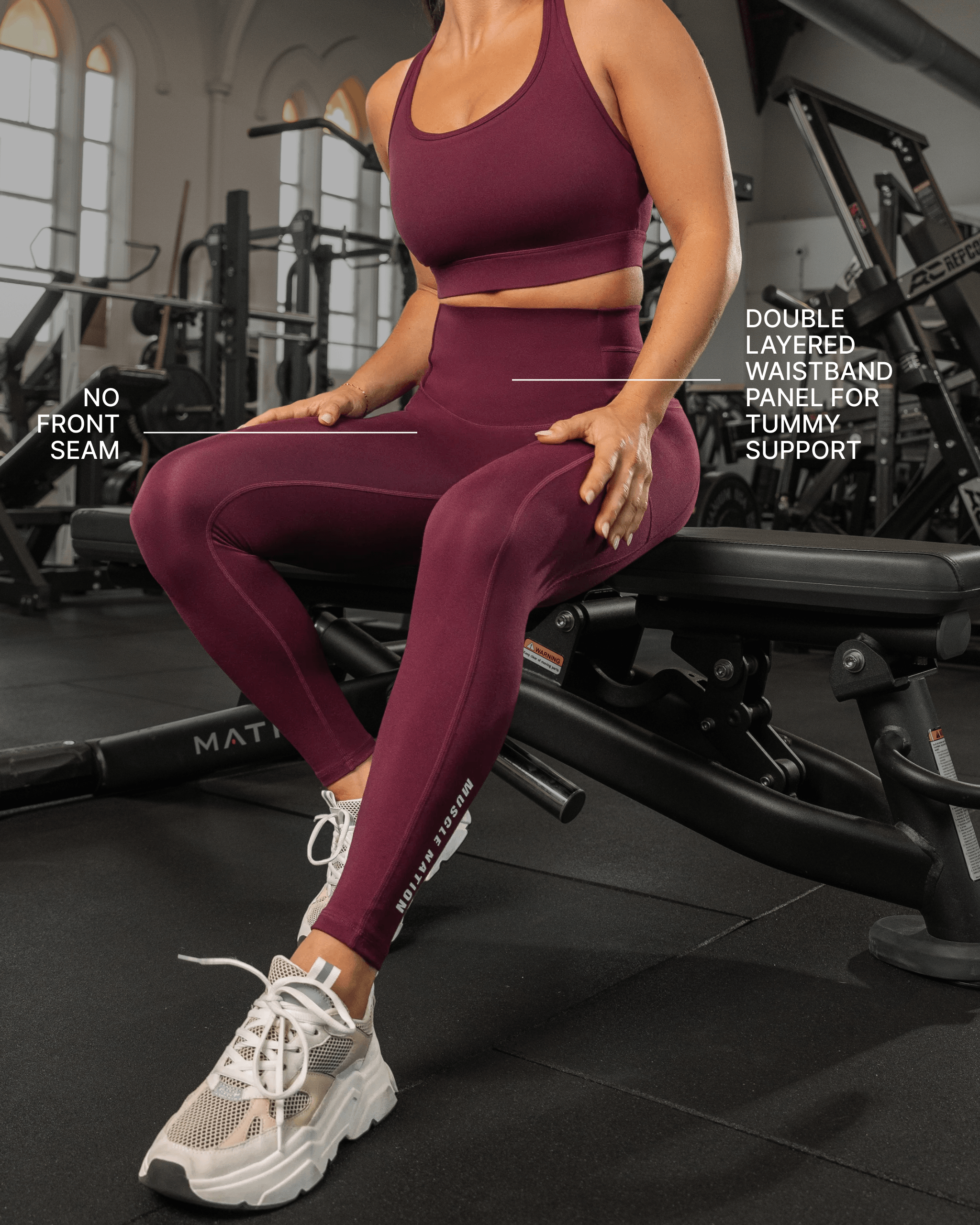 Muscle Nation Leggings Unrivalled Everyday Pocket Ankle Leggings - Sangria