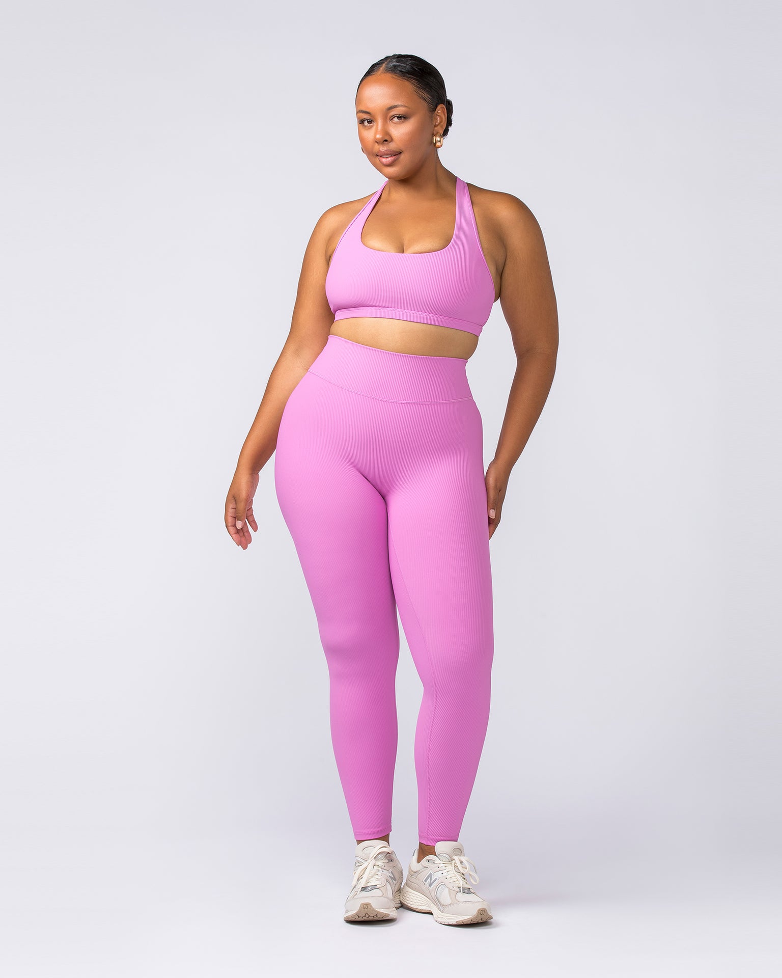 Muscle Nation Leggings Zero Rise Rib Ankle Length Leggings - Fondant Pink