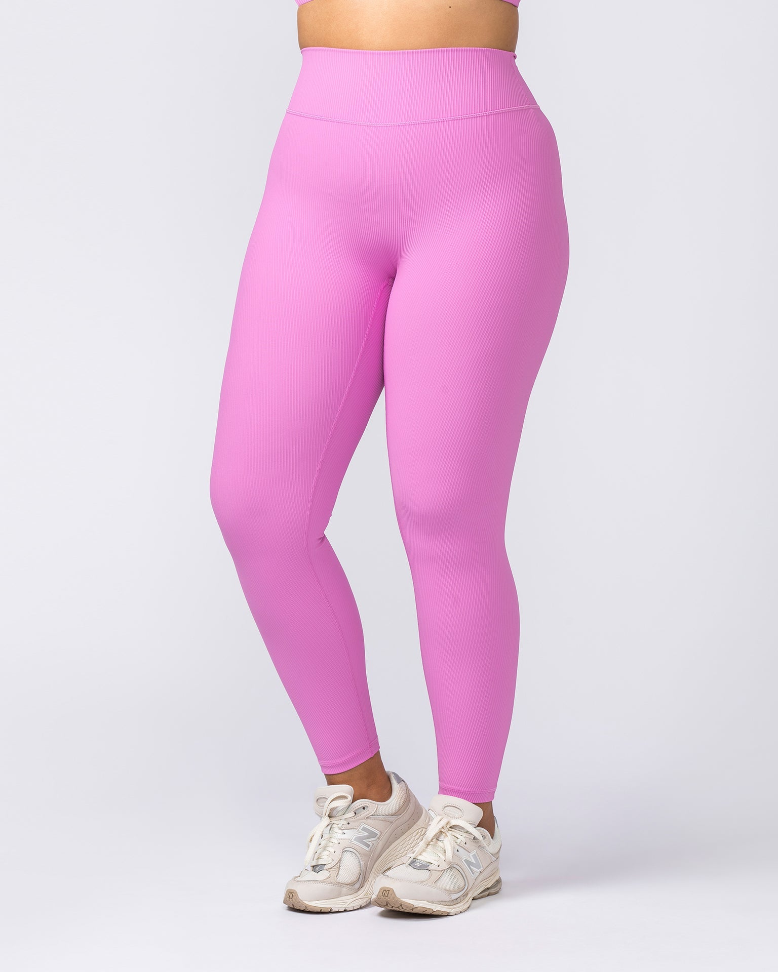 Muscle Nation Leggings Zero Rise Rib Ankle Length Leggings - Fondant Pink
