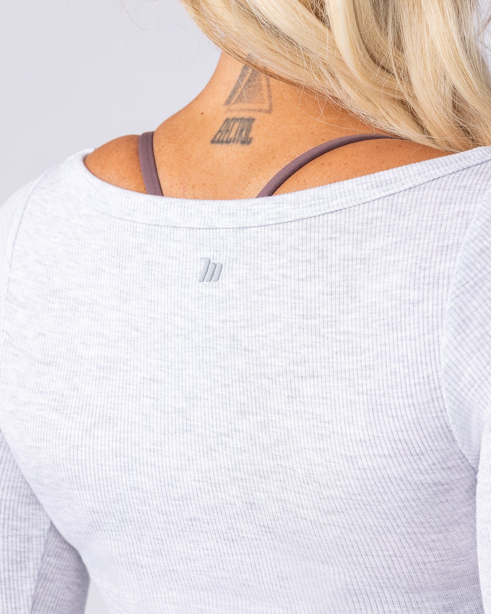 Muscle Nation Long Sleeve T-Shirts Balance Long Sleeve Rib Top - Light Grey Marl
