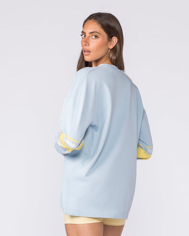 Muscle Nation Long Sleeve T-Shirts Numero Loopback Oversized Long Sleeve Top - Blue Bell