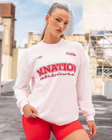 Muscle Nation Long Sleeve T-Shirts United Loopback Oversized Long Sleeve Top - Babydoll