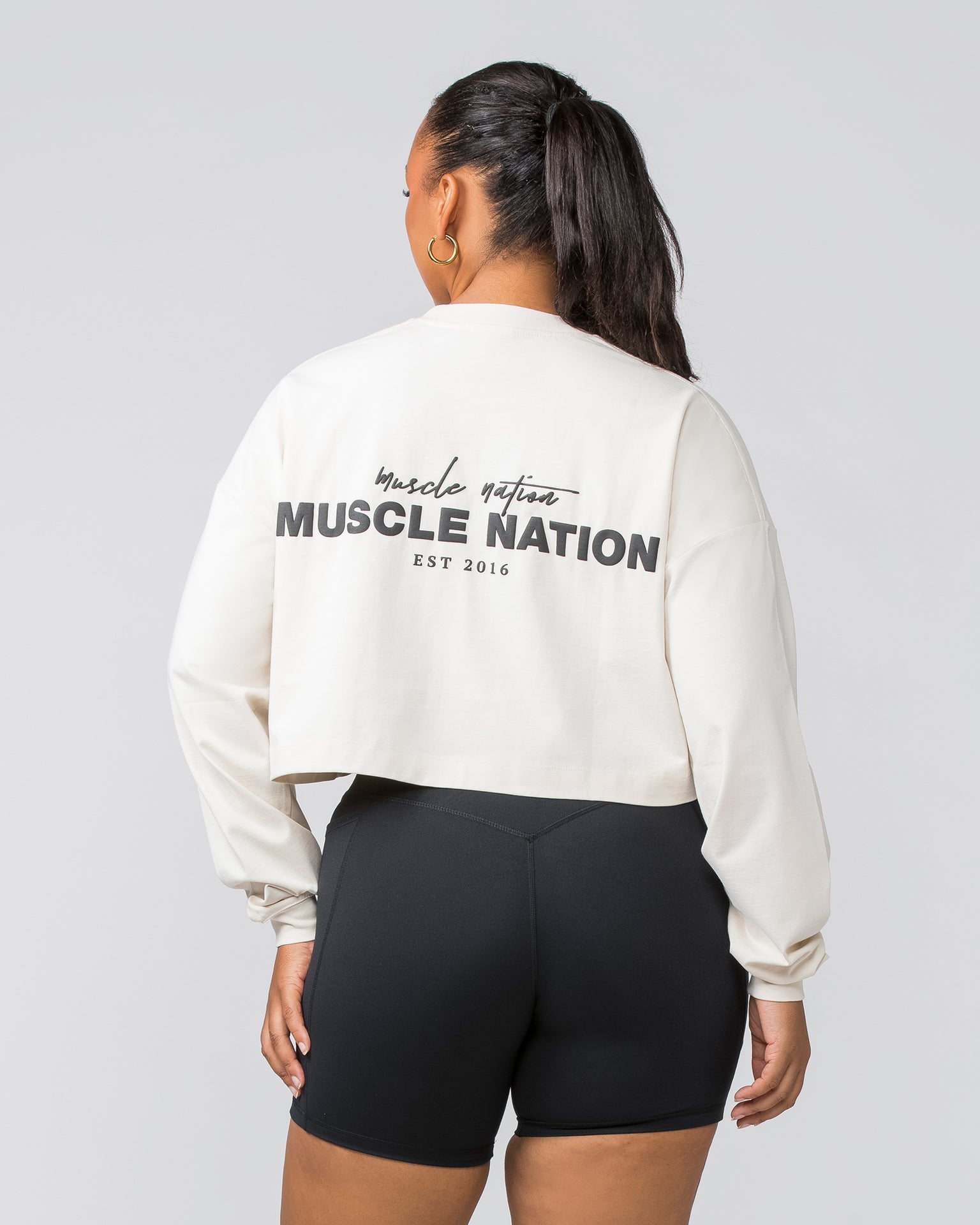 Muscle Nation Long Sleeve Tops Pace Cropped Long Sleeve Tee - Dew